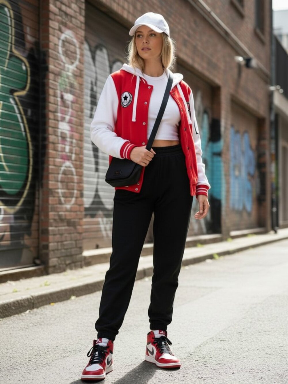 New Look Red & White Hooded Varsity‎ Snap Jacket with "23" Patch